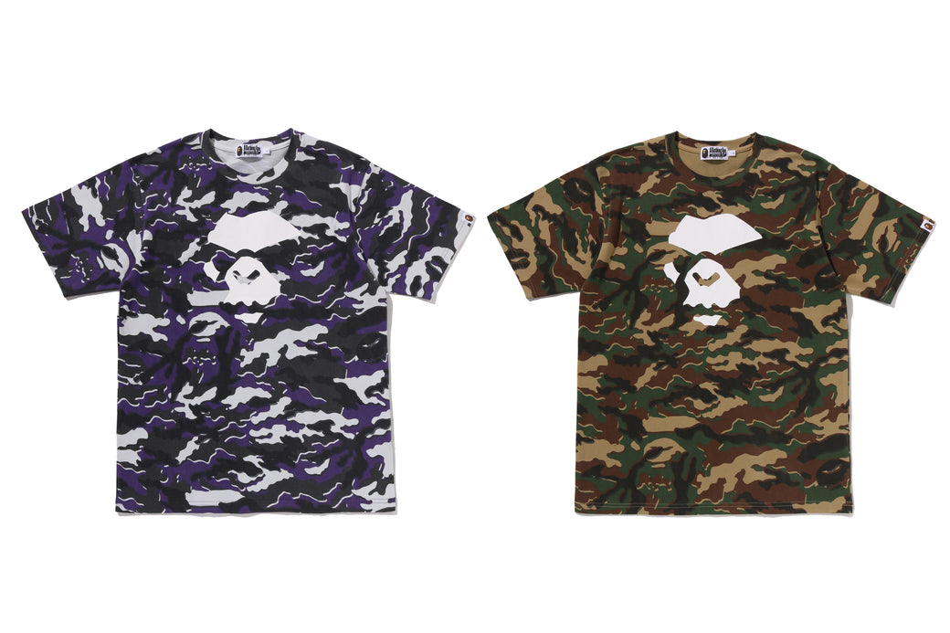 GLITCH WOODLAND CAMO APE FACE TEE | bape.com