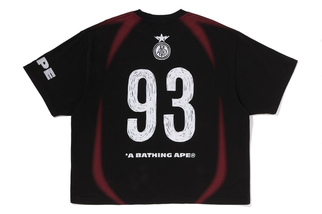 HEAVY WASH HAND DRAW FOOTBALL MULTI LOGO RELAXED FIT TEE | bape.com