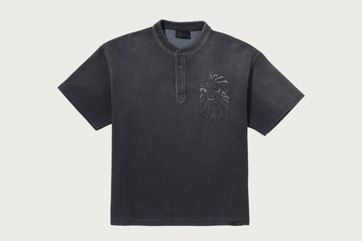 BAPE BLACK HENLEY WASHED WAFFLE TEE