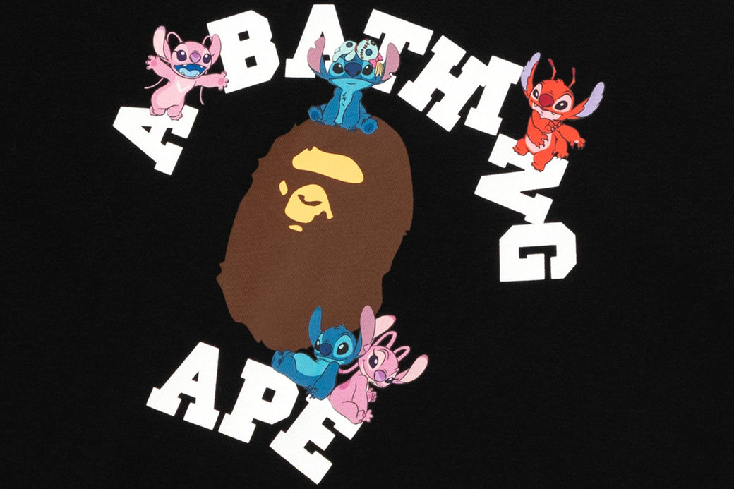 BAPE X DISNEY】 STITCH AND FRIENDS COLLEGE MINI TEE | bape.com