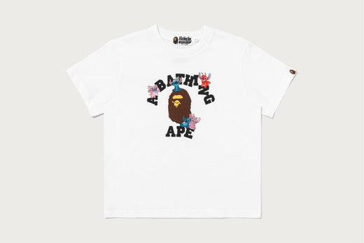【BAPE X DISNEY】 STITCH AND FRIENDS COLLEGE MINI TEE