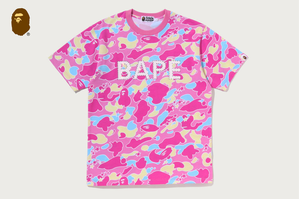 STA CAMO RHINESTONE BAPE LOGO TEE | bape.com