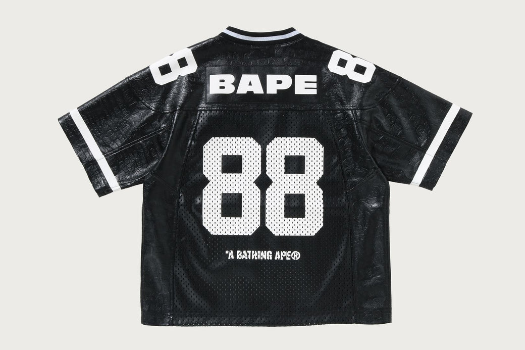 PU LEATHER CROPPED FIT FOOTBALL JERSEY | bape.com