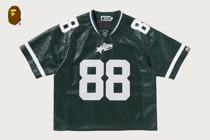PU LEATHER CROPPED FIT FOOTBALL JERSEY