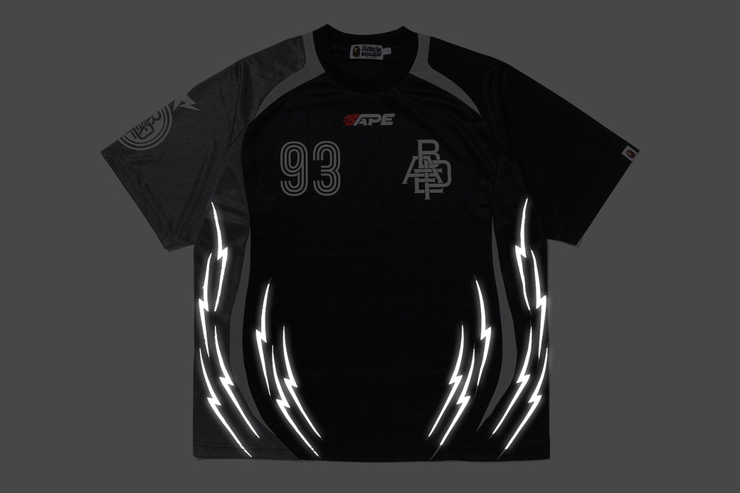 APA FRAME PATTERN MULTI LOGO RELAXED FIT FOOTBALL JERSEY | bape.com