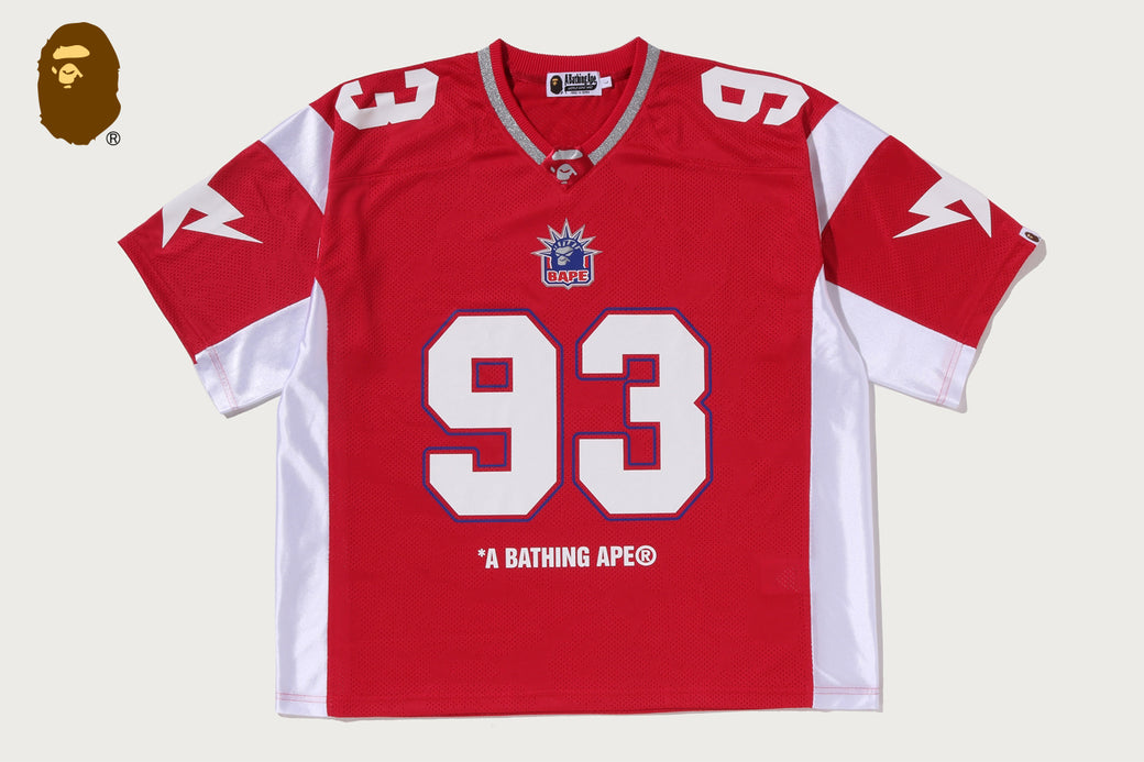 SOLID CAMO JACQUARD MESH CROPPED FIT FOOTBALL JESEY | bape.com