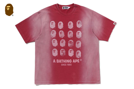 BLEECHED MULTI APE HEAD LOGO RELAXED FIT TEE | bape.com