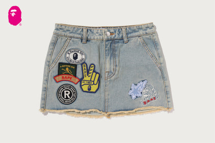 MULTI LOGO DENIM SKIRT