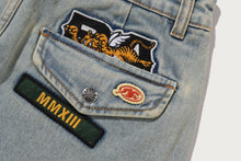 MULTI LOGO DENIM SKIRT