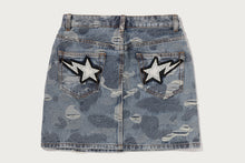 SOLID CAMO JACQUARD DENIM SKIRT