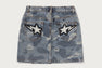 SOLID CAMO JACQUARD DENIM SKIRT