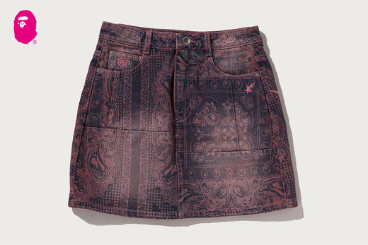 PAISLEY PATTERN DENIM SKIRT