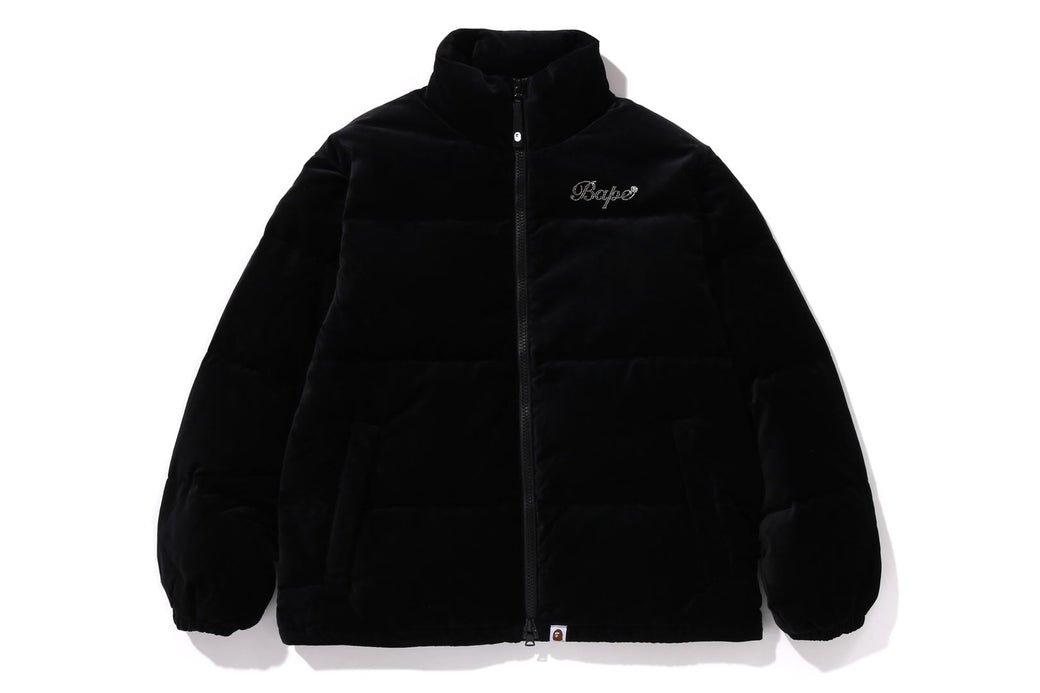 CRYSTAL STONE BAPE LOGO VELOUR DOWN JACKET