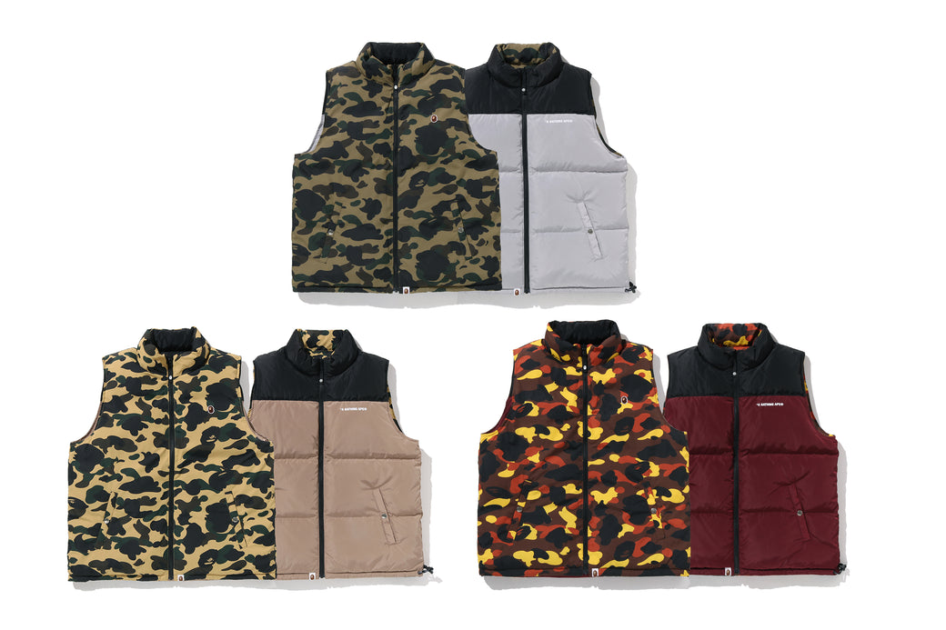 1ST CAMO REVERSIBLE DOWN VEST | bape.com