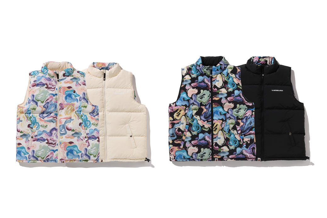 ART CAMO REVERSIBLE DOWN VEST | bape.com