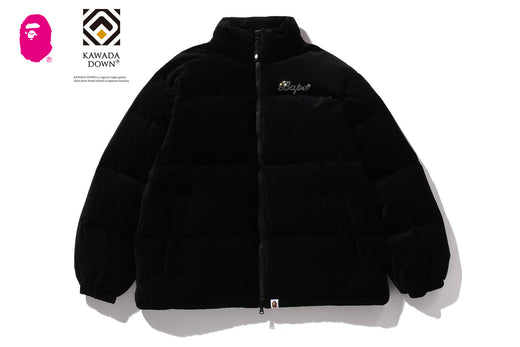 CRYSTAL STONE BAPE LOGO VELOUR DOWN JACKET | bape.com
