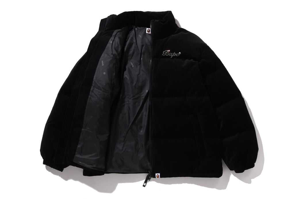 CRYSTAL STONE BAPE LOGO VELOUR DOWN JACKET | bape.com