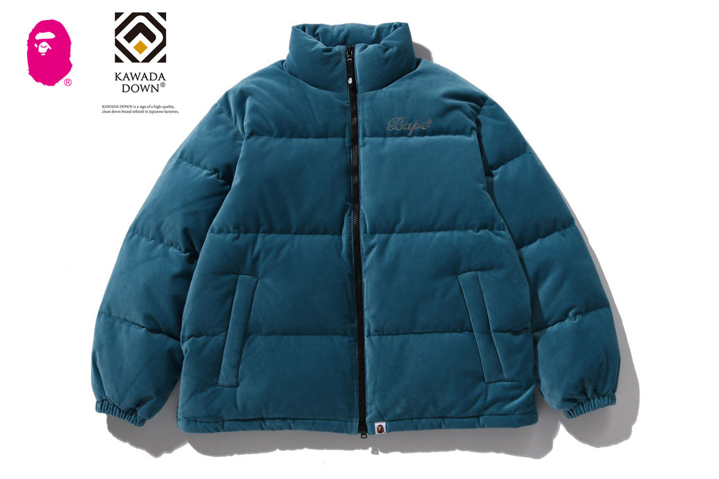 CRYSTAL STONE BAPE LOGO VELOUR DOWN JACKET | bape.com