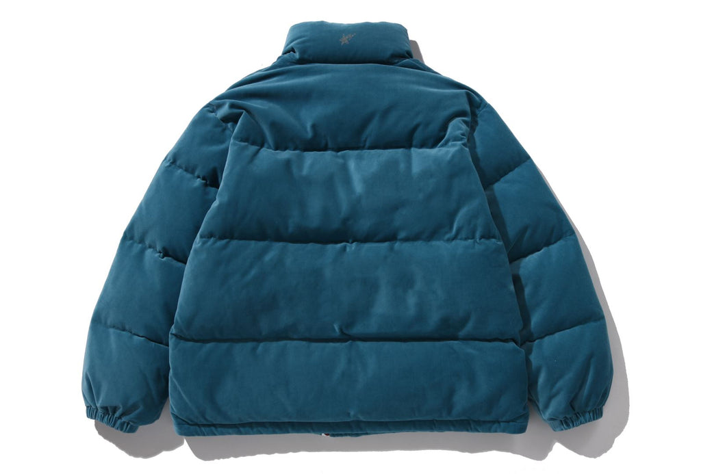 CRYSTAL STONE BAPE LOGO VELOUR DOWN JACKET | bape.com
