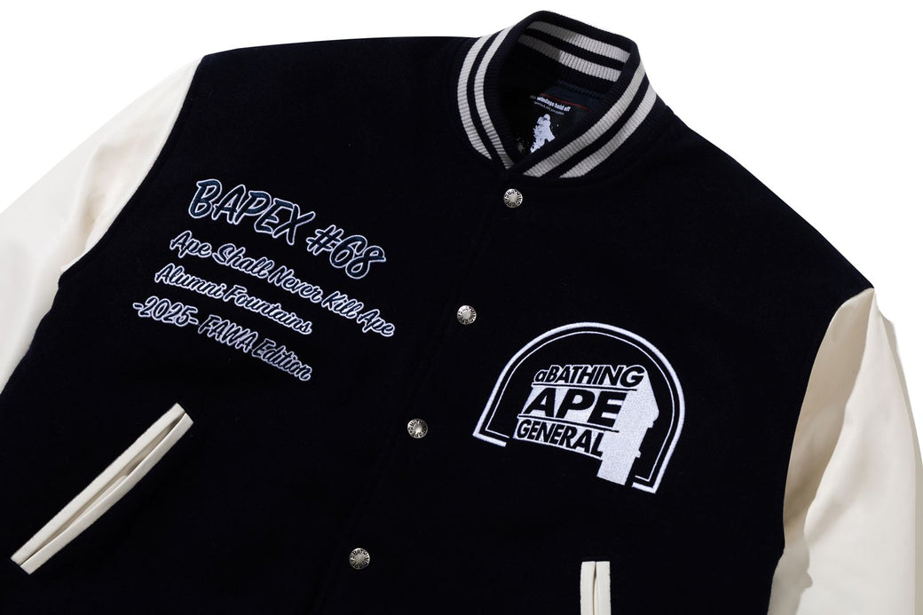 BAPE BY KAZUKI KURAISHI 】MULTI LOGO VARSITY DOWN JACKET | bape.com