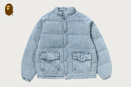 LINE CAMO JACQUARD DENIM CLASSIC DOWN JACKET