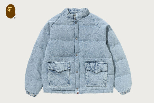 LINE CAMO JACQUARD DENIM CLASSIC DOWN JACKET