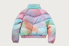 TIE DYE RHINESTONE BAPE STA LEATHER CROPPED DOWN JACKET