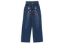 CRYSTAL STONE SHARK HIGH WAIST DENIM PANTS