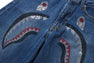 CRYSTAL STONE SHARK HIGH WAIST DENIM PANTS