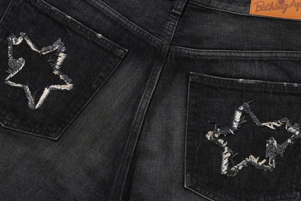 STA PATCH WORK LOOSE FIT DENIM PANTS | bape.com