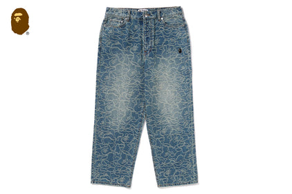 LINE CAMO JACQUARD ONE POINT RELAXED FIT 13OZ DENIM PANTS