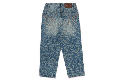 LINE CAMO JACQUARD ONE POINT RELAXED FIT 13OZ DENIM PANTS