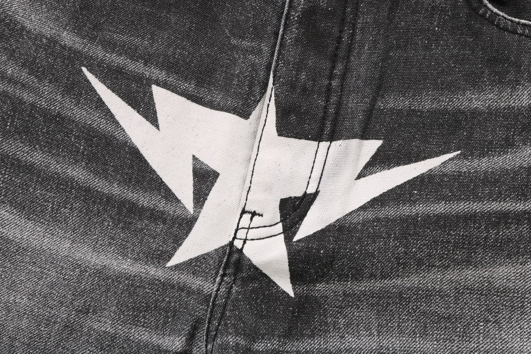 FAKE PRINT STA LOOSE FIT DENIM PANTS | bape.com