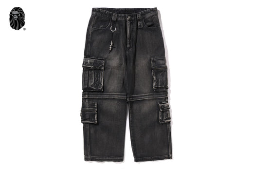BAPE BLACK CARGO RIDER BIKER JEANS