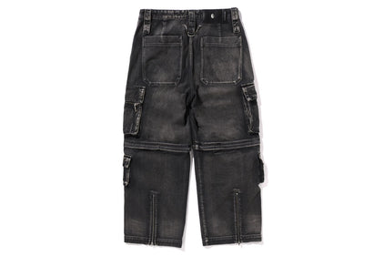 BAPE BLACK CARGO RIDER BIKER JEANS