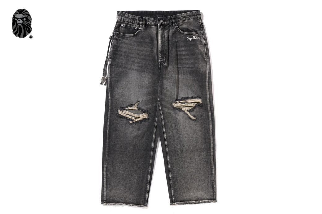 パンツ BAPE BLACK PAISLEY LEATHER TRIMMED BAPE BLACK ESSENTIAL PAISLEY TRIMMED DENIM | bape.com