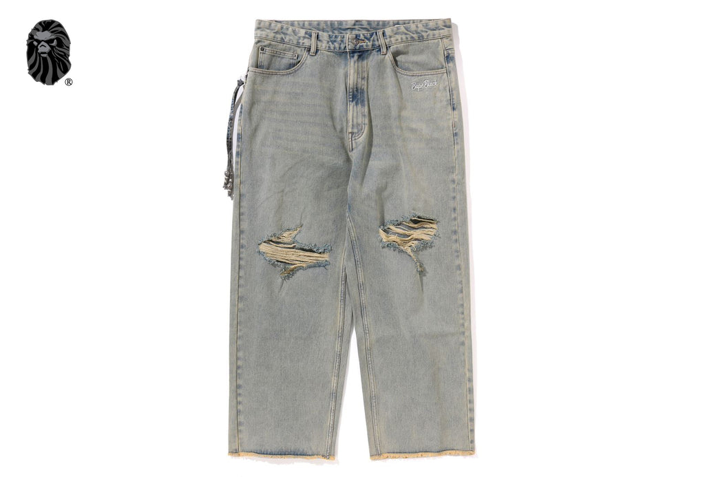 パンツ BAPE BLACK PAISLEY LEATHER TRIMMED BAPE BLACK ESSENTIAL PAISLEY TRIMMED DENIM | bape.com