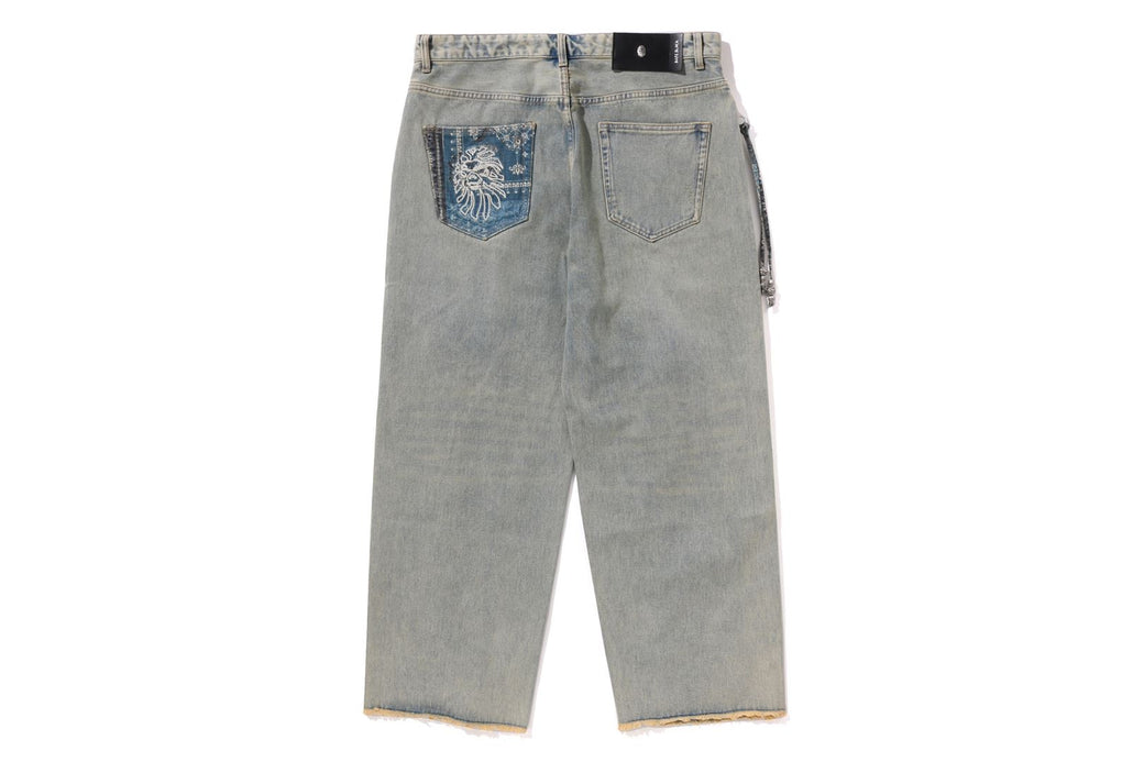 パンツ BAPE BLACK PAISLEY LEATHER TRIMMED BAPE BLACK ESSENTIAL PAISLEY TRIMMED DENIM | bape.com