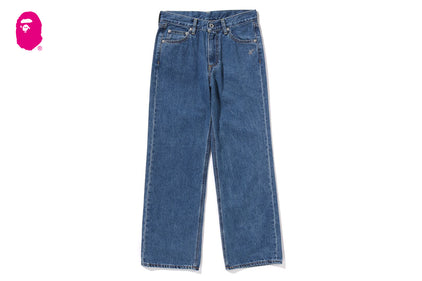 CRYSTAL APE HEAD FLARE DENIM PANTS