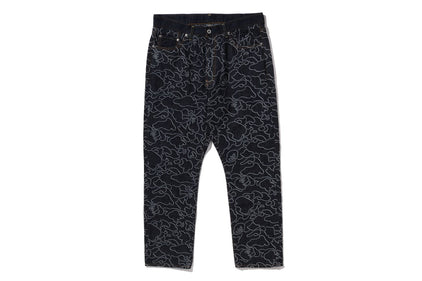 【 BAPE X OVO 】NEON 1ST CAMO JACQUARD DENIM PANTS