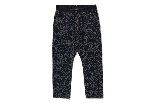 【 BAPE X OVO 】NEON 1ST CAMO JACQUARD DENIM PANTS