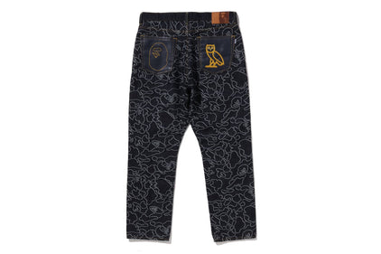 【 BAPE X OVO 】NEON 1ST CAMO JACQUARD DENIM PANTS