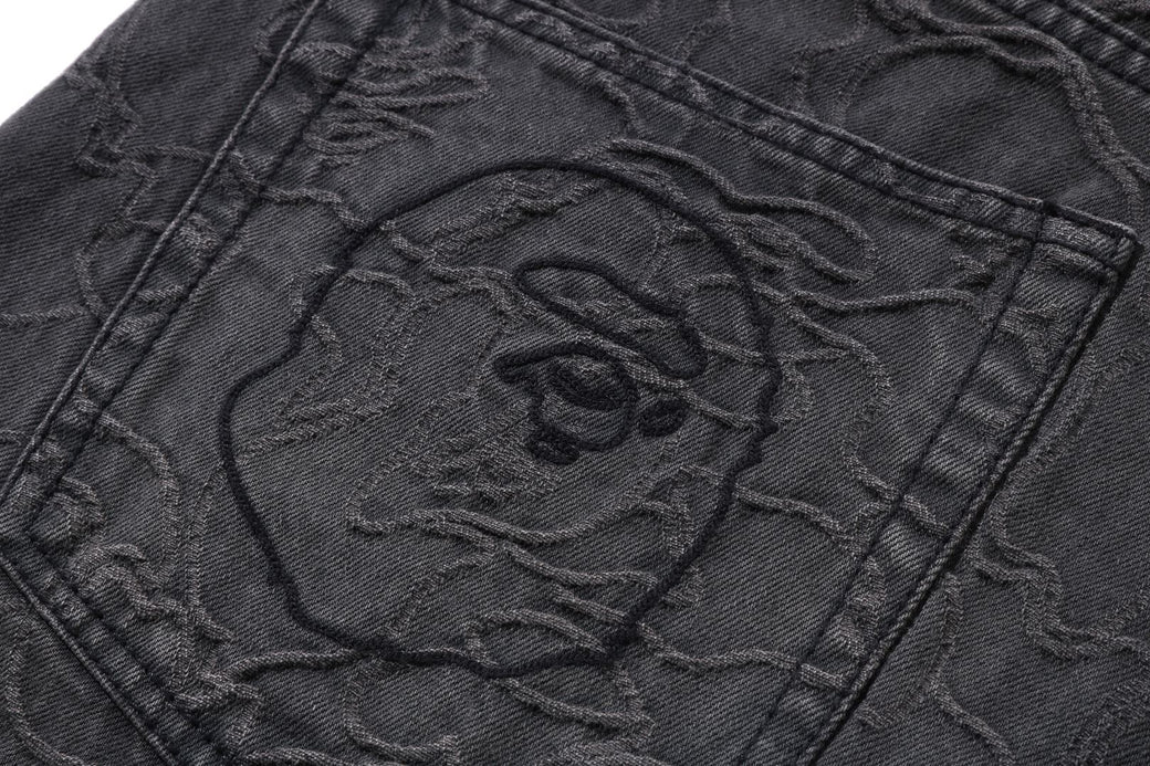 LINE CAMO JACQUARD RELAXED FIT DENIM PANTS | bape.com