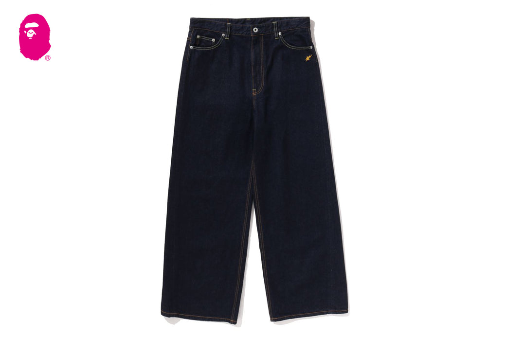 BAPE STA EMBROIDERY BAGGY DENIM PANTS | bape.com