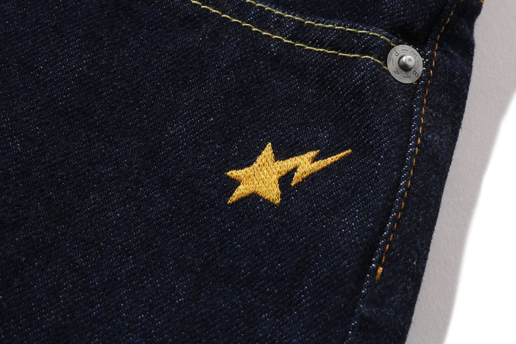 BAPE STA EMBROIDERY BAGGY DENIM PANTS | bape.com