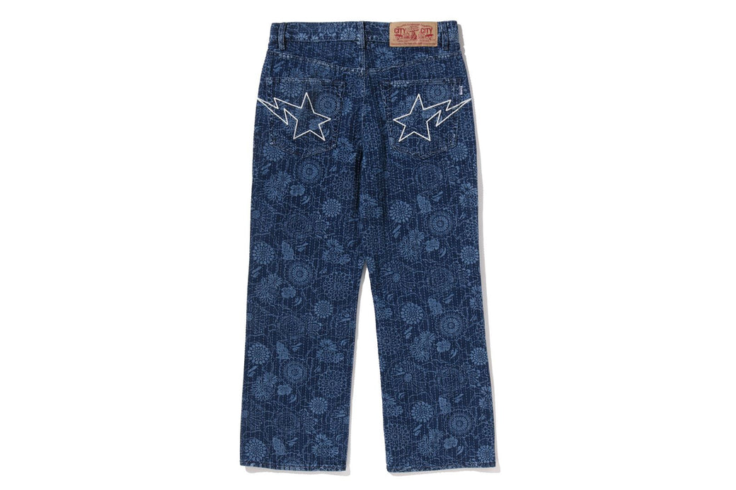 JAPANESE INDIGO ART CAMO RELAXED FIT DENIM PANTS | bape.com