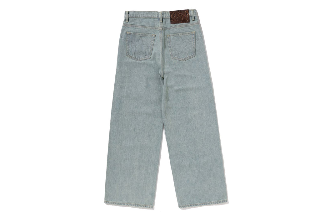 CRYSTAL STONE BAPE STA LOGO BAGGY DENIM PANTS | bape.com