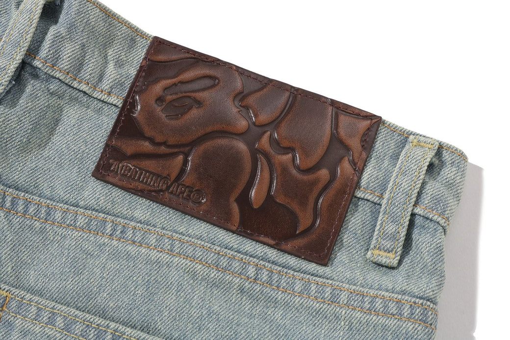CRYSTAL STONE BAPE STA LOGO BAGGY DENIM PANTS | bape.com