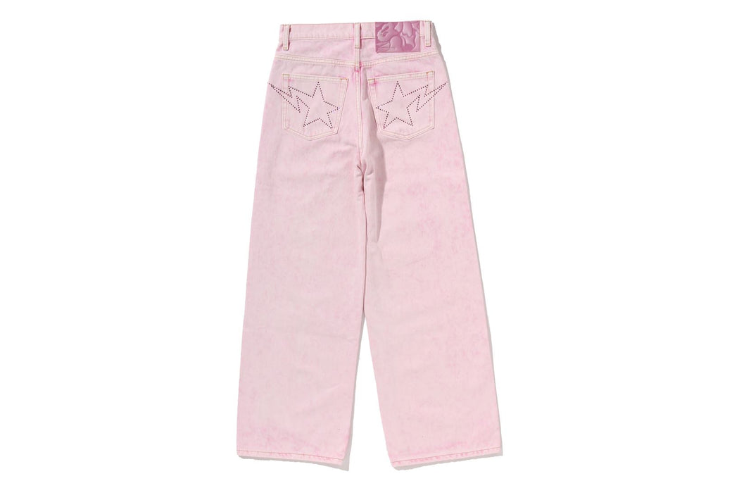 CRYSTAL STONE BAPE STA LOGO BAGGY DENIM PANTS | bape.com