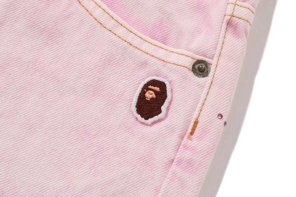 CRYSTAL STONE BAPE STA LOGO BAGGY DENIM PANTS | bape.com